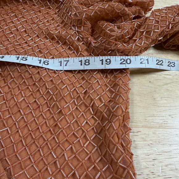 Mac Duggal NWT Copper Beaded Wrap Over Puff Sleeve Dress Rhinestone Waist Sz 16 - Picture 7 of 10